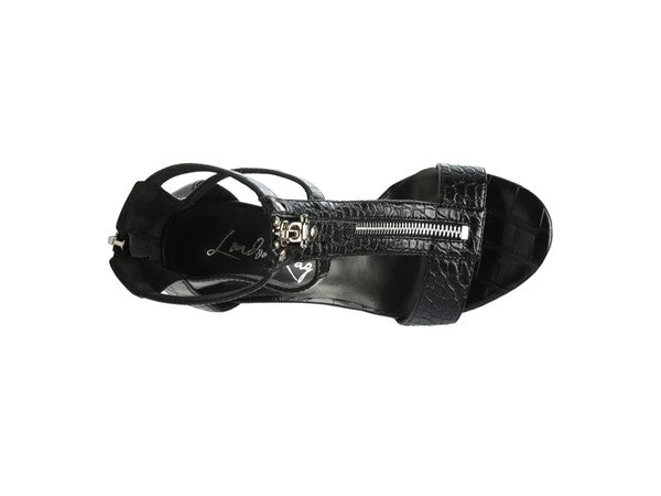 FELICITY Zip Up Croc Textured Sandals Coco’s Tee Boutique